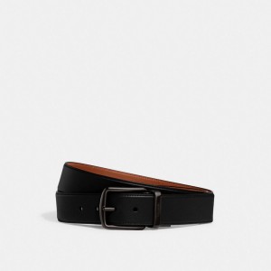 Black Men Coach Harness Buckle Cut To Size Reversible Belt 38 Mm Belts | NZ_CH18626