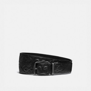 Black Men Coach Harness Buckle Cut To Size Reversible Belt 38 Mm Belts | NZ_CH92118