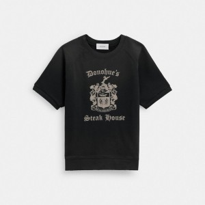 Black Men Coach Shrunken Raglan Crewneck T Shirts | NZ_CH86218