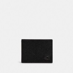 Black Men Coach Slim Billfold Wallet Crossgrain Leather Billfolds | NZ_CH74947