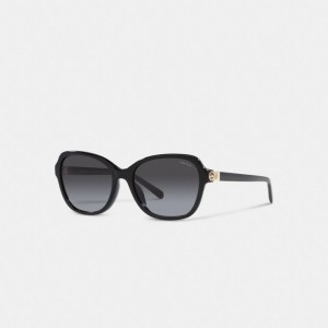 Black Women Coach Hinged Horse And Carriage Square Sunglasses | NZ_CH97886