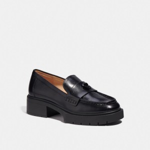 Black Women Coach Leah Leather Loafers | NZ_CH72132