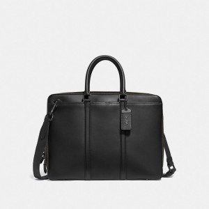 Black Women Coach Metropolitan Slim Copper Briefcase | NZ_CH29616