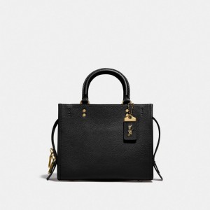 Black Women Coach Rogue 25 Pebble Leather Shoulder Bags | NZ_CH17086