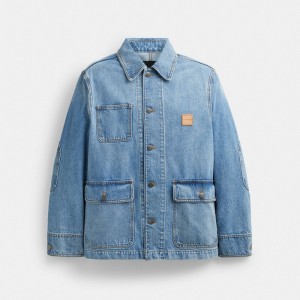 Blue Men Coach Denim Chore Jackets | NZ_CH30570