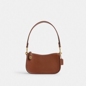 Brown Women Coach Swinger 20 Smooth Leather Shoulder Bags | NZ_CH28382