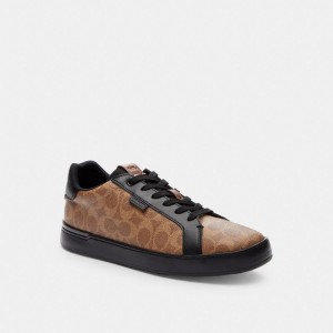 Brown / Black Men Coach Lowline Low Top In Signature Sneakers | NZ_CH57642