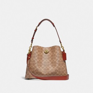 Brown / Red Women Coach Willow In Signature Shoulder Bags | NZ_CH37556