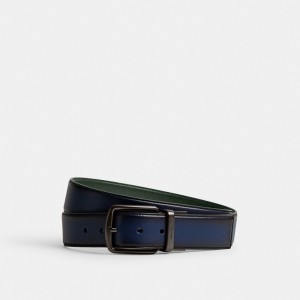 Deep Blue Men Coach Harness Buckle Cut To Size Reversible Belt 38 Mm Belts | NZ_CH74327