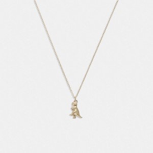 Gold Women Coach 14 K Rexy Pendant Necklace | NZ_CH39794