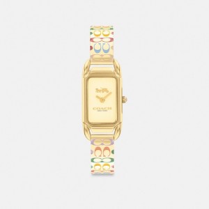 Gold Women Coach Cadie 17.5 Mm X 28.5 Mm Rainbow Watches | NZ_CH52611