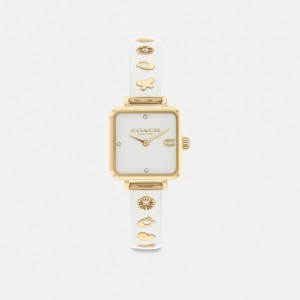 Gold Women Coach Cass 22 Mm Chalk Watches | NZ_CH41465