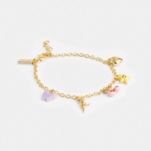 Gold Women Coach Cherry And Heart Charm Bracelets | NZ_CH12451