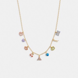 Gold Women Coach Cherry And Heart Charm Necklace | NZ_CH19982