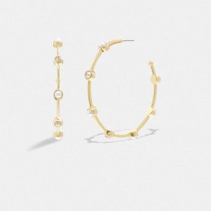 Gold Women Coach Classic Pearl Large Hoop Earrings | NZ_CH12508