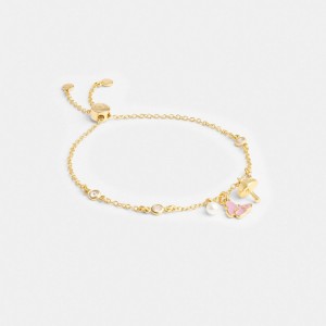 Gold Women Coach Garden Charms Slider Bracelets | NZ_CH69527