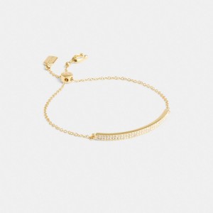 Gold Women Coach Pavé Bar Slider Bracelets | NZ_CH61909