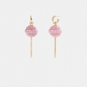 Gold / Pink Women Coach Lollipop Earrings | NZ_CH91266