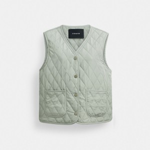 Green Women Coach Quilted Jackets | NZ_CH76458