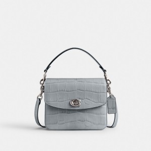 Grey Blue Women Coach Cassie 19 Croc Embossed Leather Crossbody Bags | NZ_CH31813