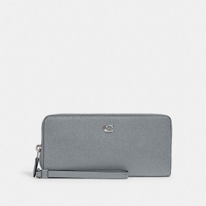 Grey Blue Women Coach Continental Crossgrain Leather Large Wallets | NZ_CH79749