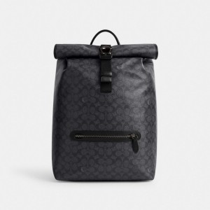 Grey Men Coach Beck Roll Top In Signature Backpacks | NZ_CH77806