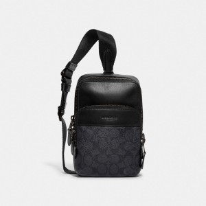 Grey Men Coach Gotham Sling Pack 13 In Signature Backpacks | NZ_CH82276