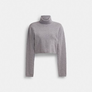 Grey Women Coach Signature Cropped Turtleneck Heather Tops | NZ_CH68761