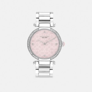 Grey / Pink Women Coach Cary 34 Mm Stainless Steel Watches | NZ_CH48072