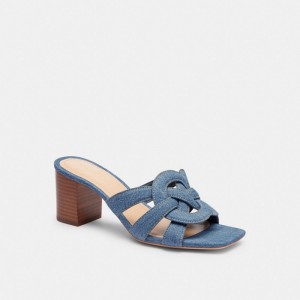 Indigo Blue Women Coach Nikki Indigo Denim Sandals | NZ_CH69757