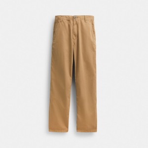 Khaki Men Coach Regenerative Cotton Trousers T Shirts | NZ_CH47071