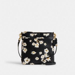 Multicolor Women Coach Kitt Messenger With Floral Print Brass Crossbody Bags | NZ_CH92866