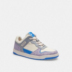 Purple Men Coach C201 In Signature Canvas Chalk Sneakers | NZ_CH52767