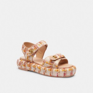 Rose Women Coach Peyton Leather Sandals | NZ_CH12831