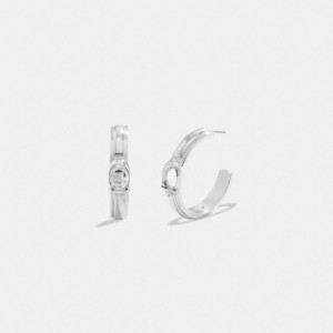 Silver Women Coach Tabby Hoop Earrings | NZ_CH89623