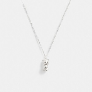 Silver Women Coach The Lil Nas X Drop Cat Pendant Necklace | NZ_CH84286