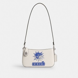 Silver Women Coach The Lil Nas X Drop Penn Refined Calf Leather Shoulder Bags | NZ_CH49147