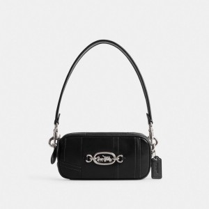 Silver / Black Women Coach Avery In Patchwork Shoulder Bags | NZ_CH90811