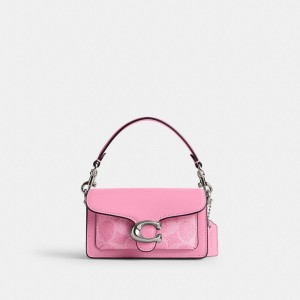 Silver / Pink Women Coach Tabby 12 In Signature Crossbody Bags | NZ_CH38323