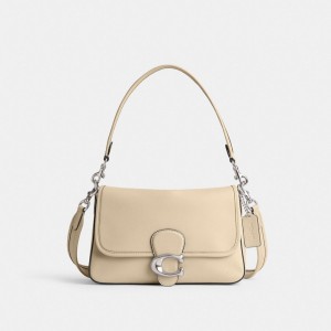 Silver / White Women Coach Soft Tabby Smooth Leather Shoulder Bags | NZ_CH96927