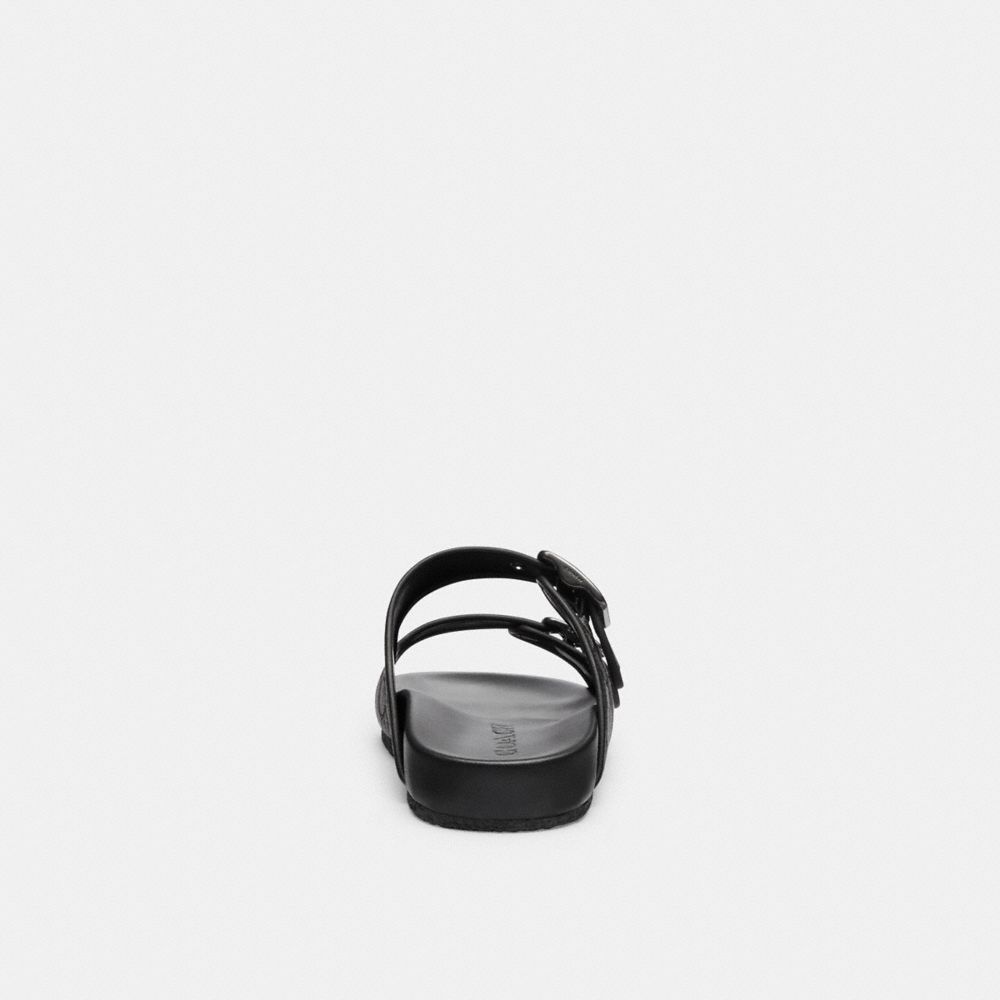 Black Men Coach Buckle Strap In Signature Jacquard Sandals | NZ_CH14622