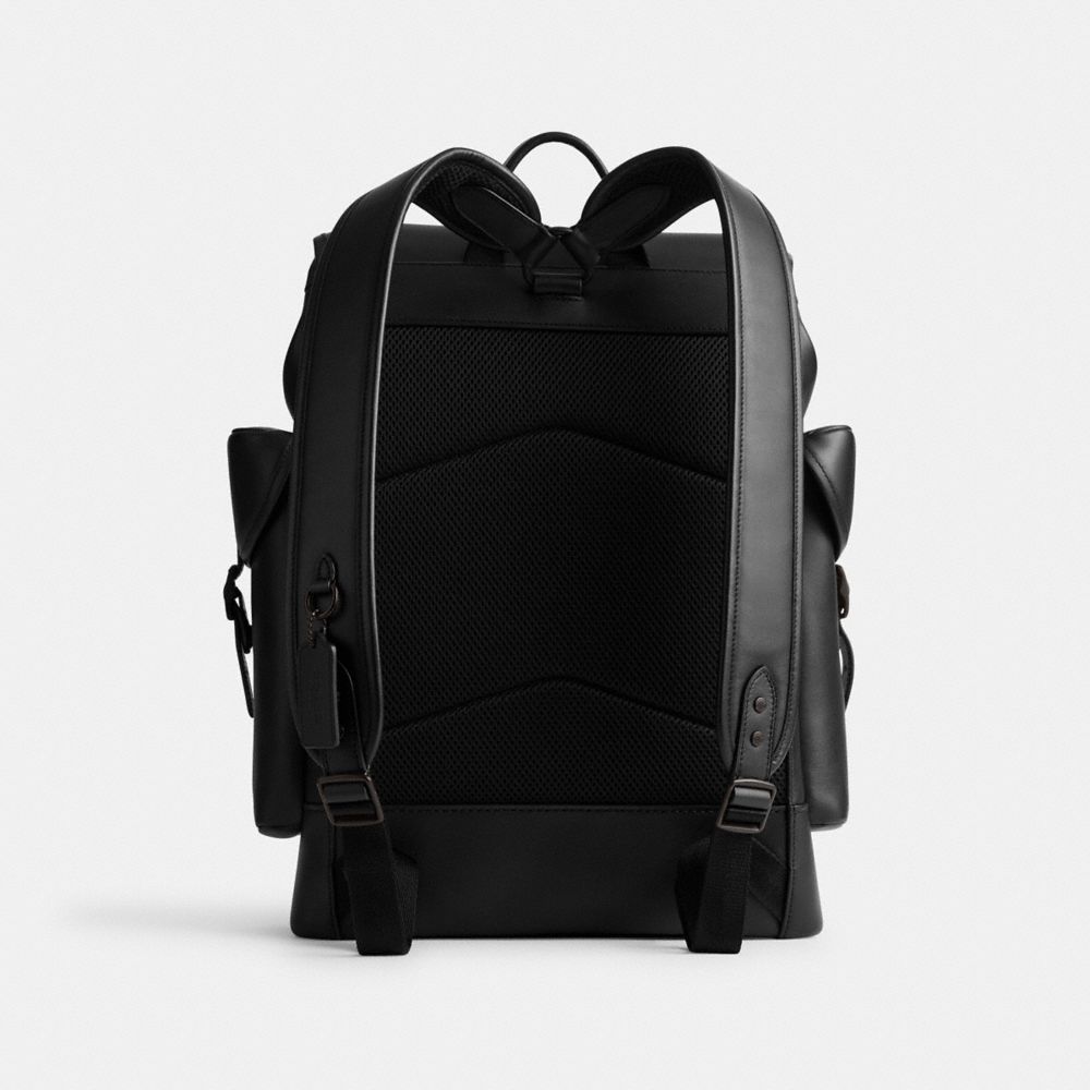 Black Men Coach Hitch Glovetanned Leather Backpacks | NZ_CH24237