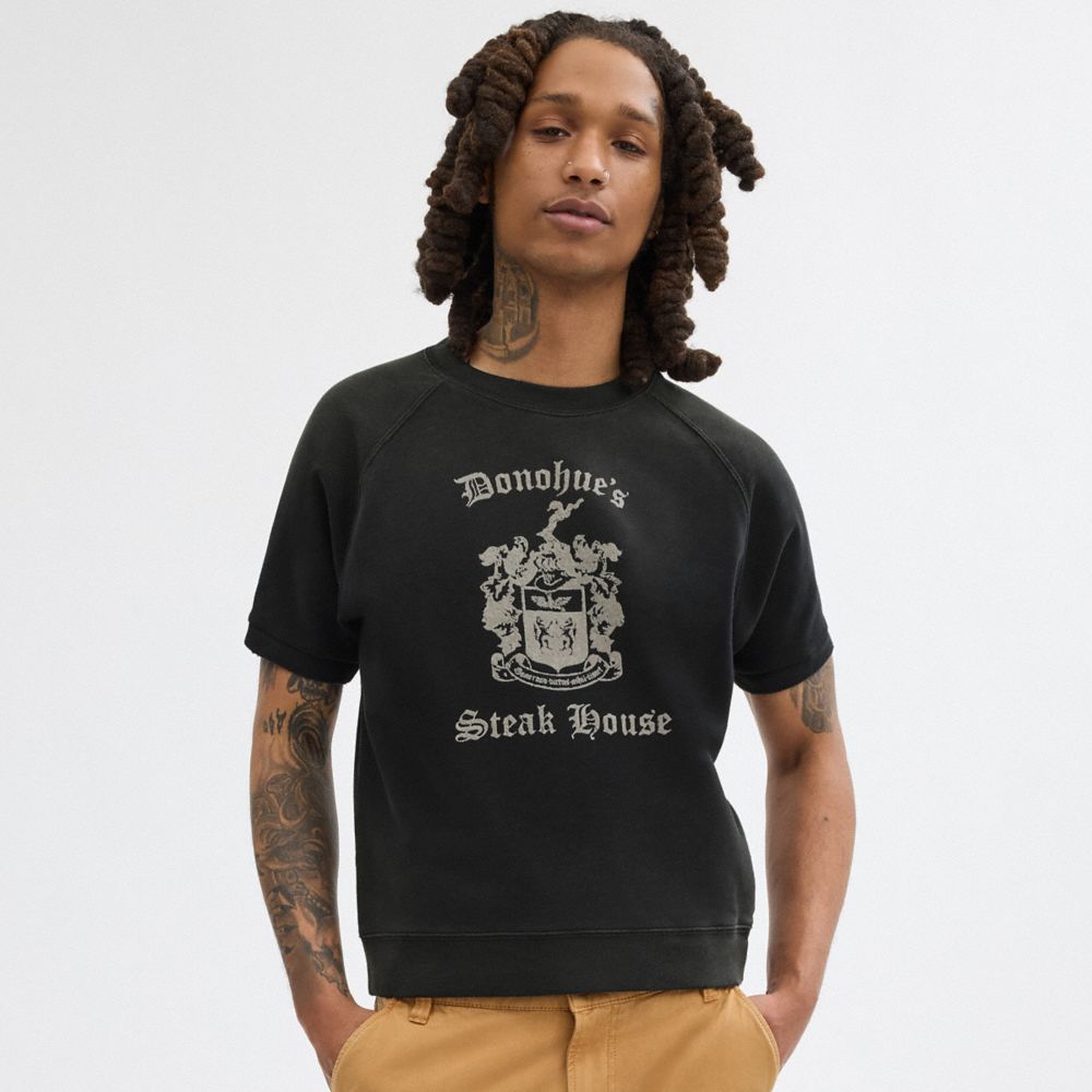 Black Men Coach Shrunken Raglan Crewneck T Shirts | NZ_CH86218