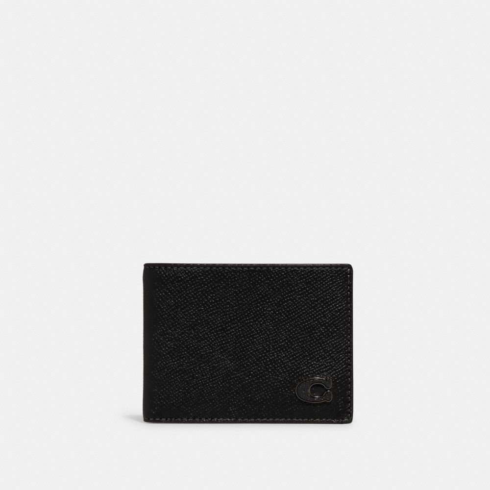 Black Men Coach Slim Billfold Wallet Crossgrain Leather Billfolds | NZ_CH74947