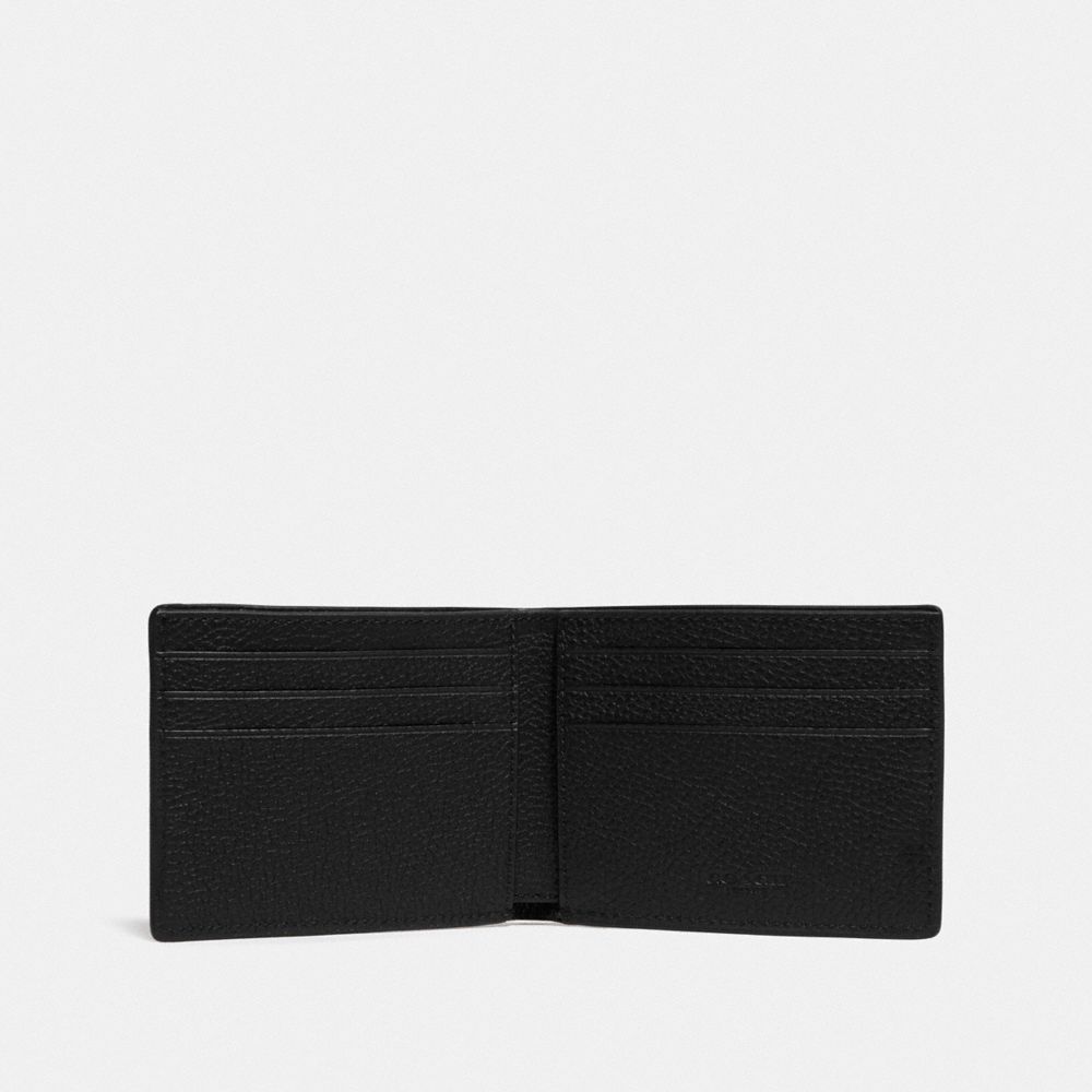 Black Men Coach Slim Billfold Wallet In Signature Leather Pebble Leather Billfolds | NZ_CH10383