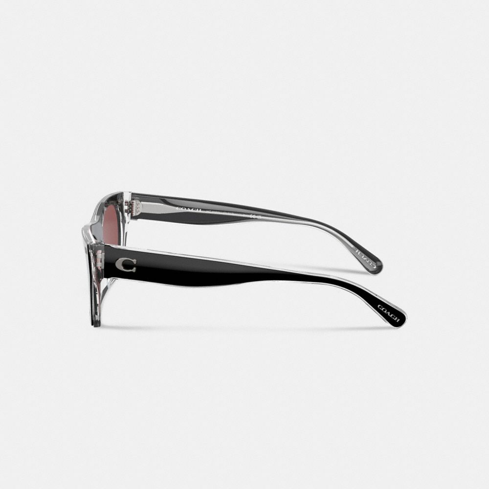 Black Women Coach Beveled Signature Square & Clear Sunglasses | NZ_CH31951