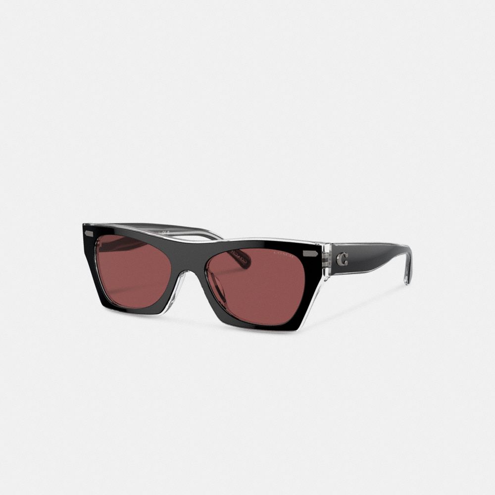 Black Women Coach Beveled Signature Square & Clear Sunglasses | NZ_CH31951