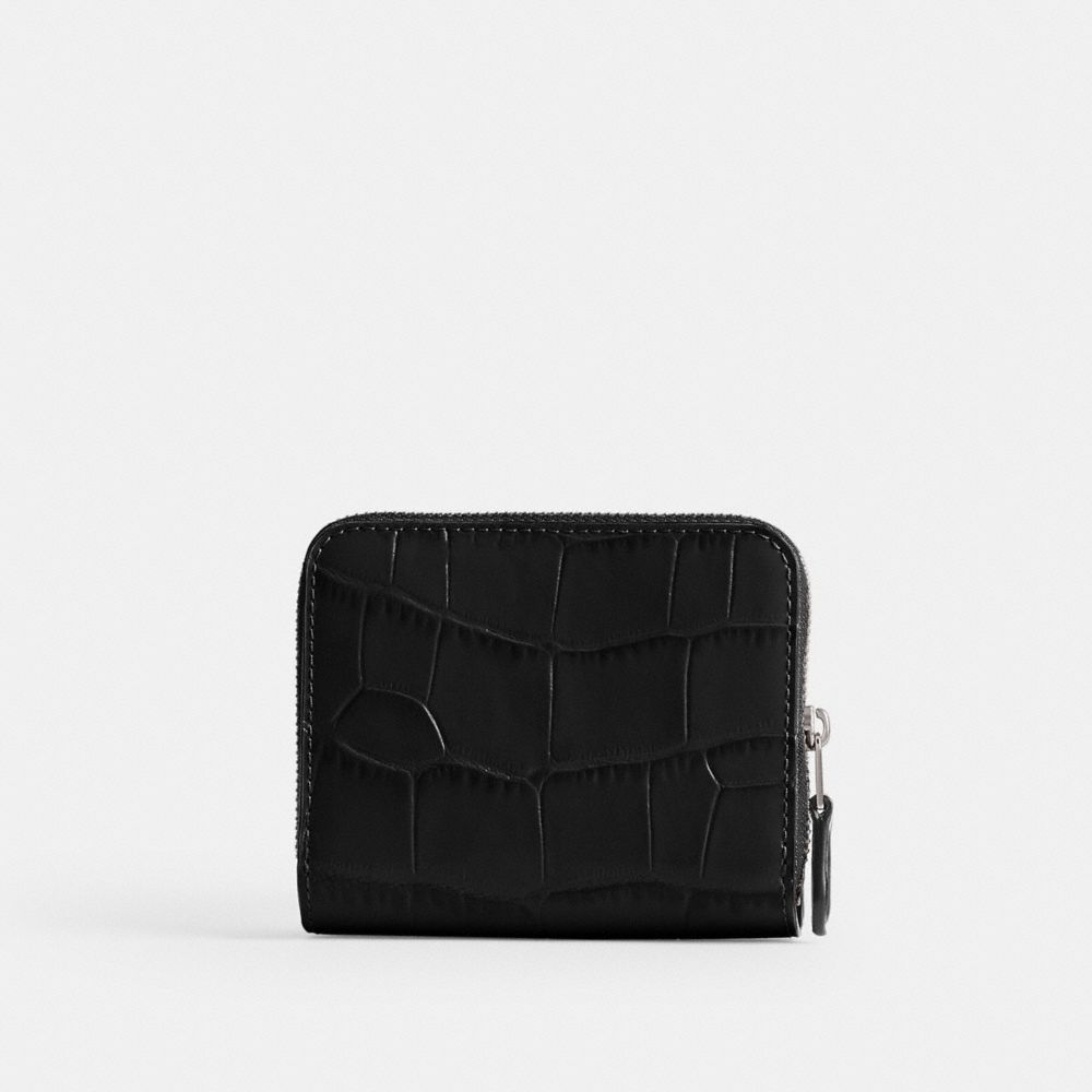 Black Women Coach Billfold Croc Embossed Leather Small Wallets | NZ_CH69771