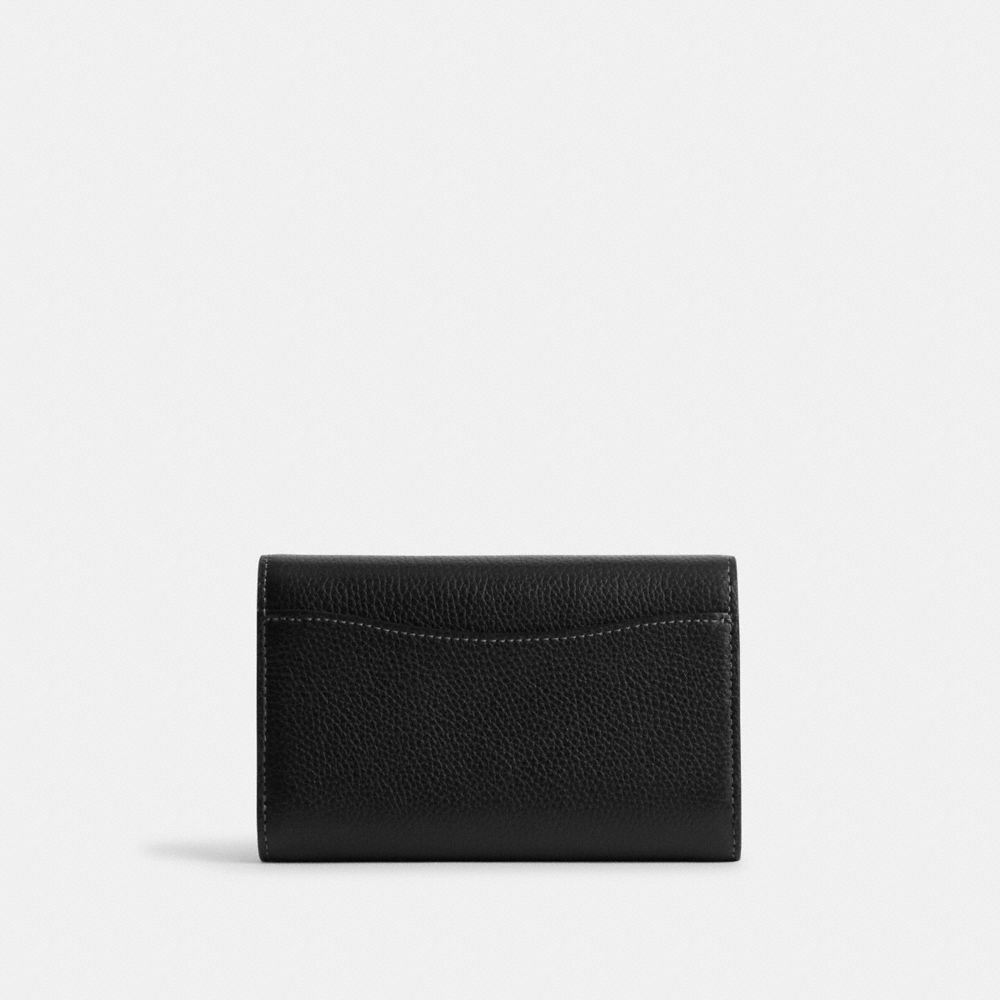 Black Women Coach Essential Medium Flap Brass Large Wallets | NZ_CH25508