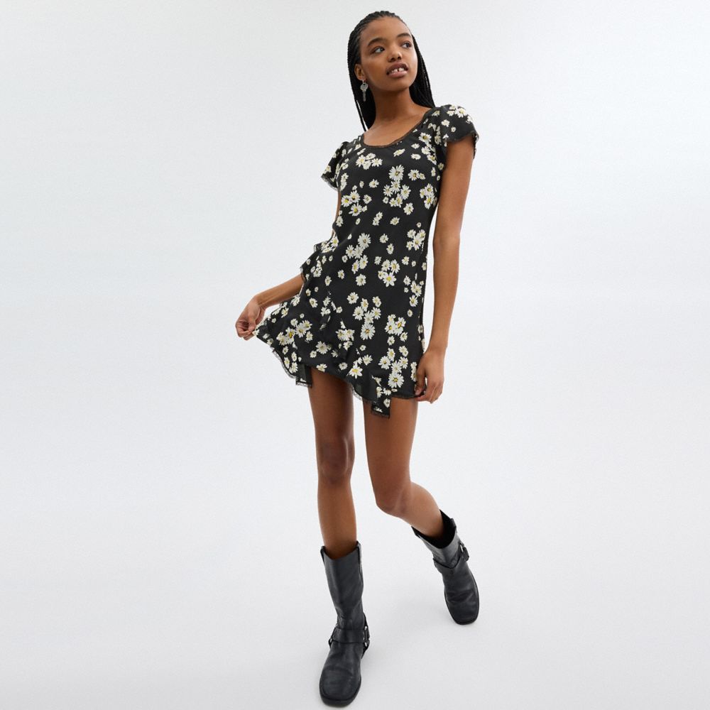 Black Women Coach Floral Mini Dress | NZ_CH66003